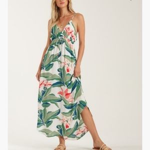 Billabong Tropical Print Maxi Dress - Green and Red